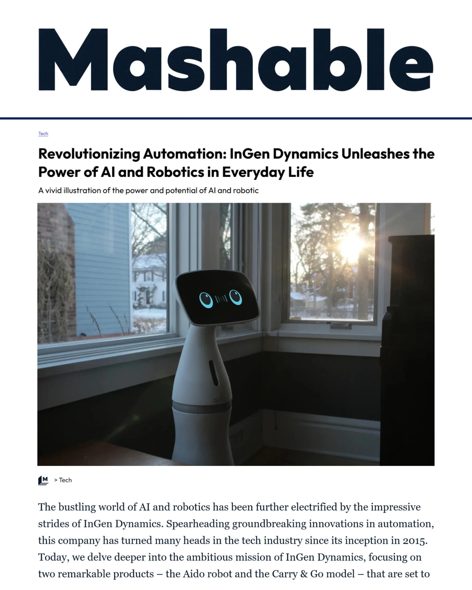 inGen Dynamics article published by MASHABLE